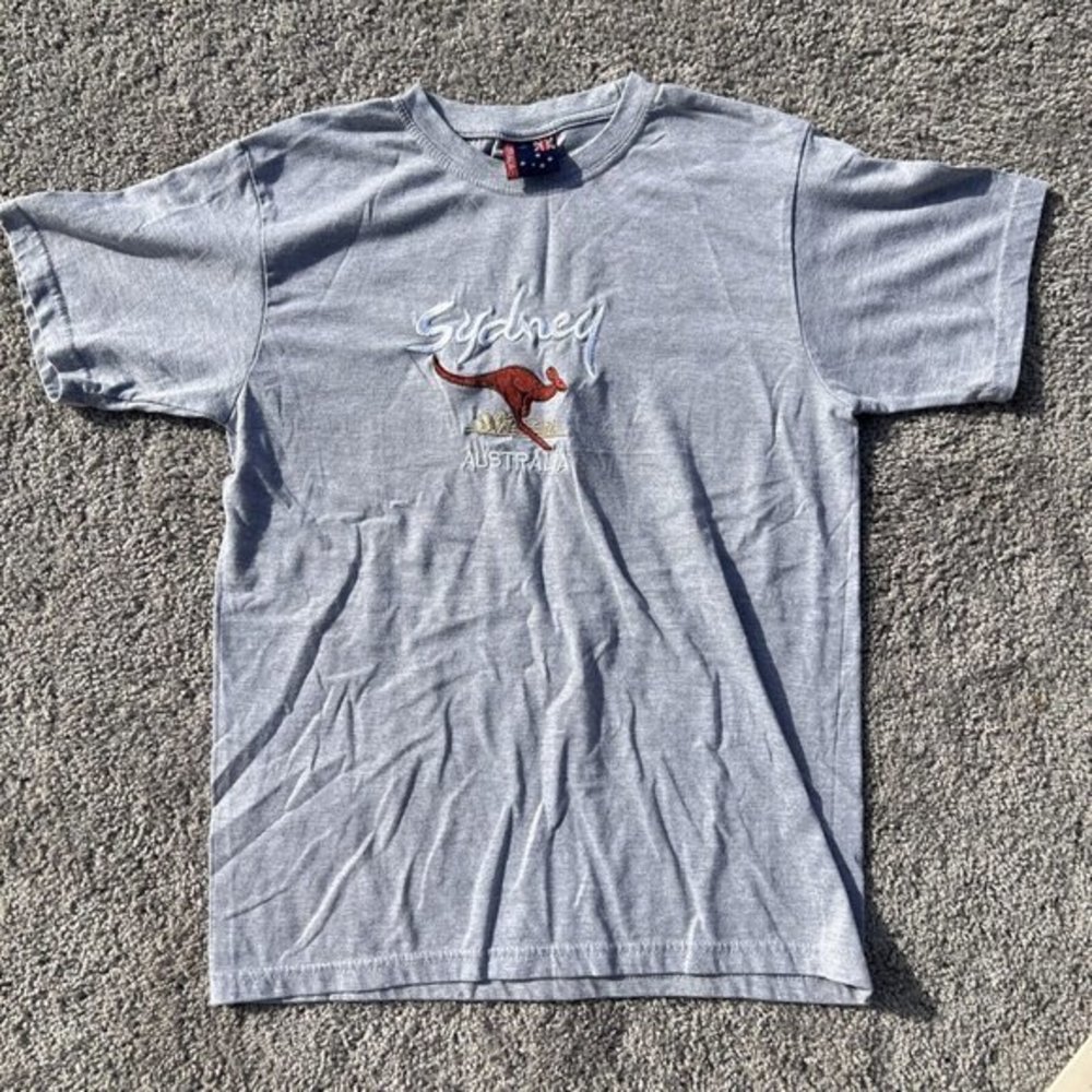 Australia Men’s Destination Shirt Tee Tshirt Kangaroo Sydney Y2k Gray Sz Small